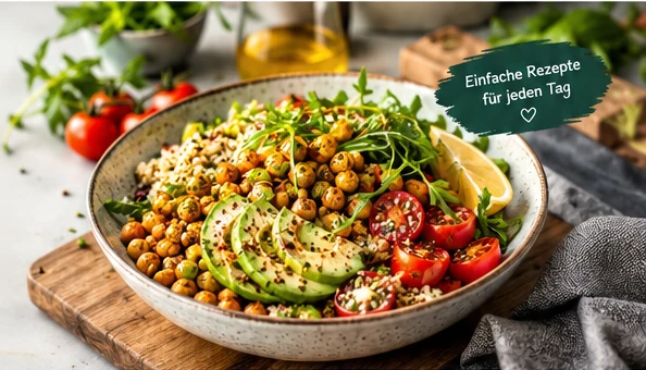 Preiswerte ausgewogene Mahlzeit mit Gemüse und Hülsenfrüchten