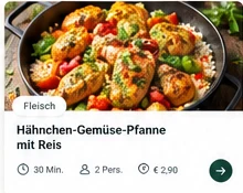 Hähnchen-Gemüse-Pfanne mit Reis